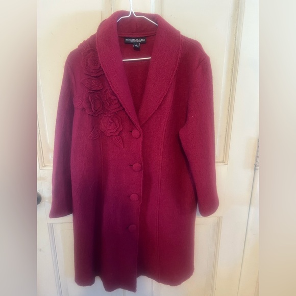 Jackets & Blazers - Monterey Bay Boiled Wool Coat with Appliqué Floral Details Large
